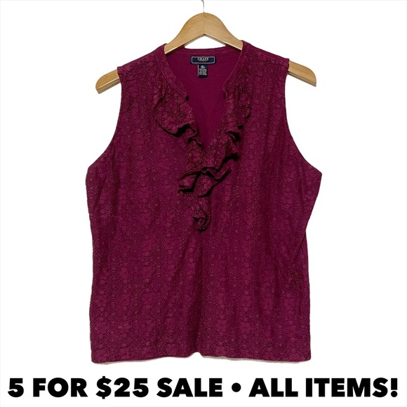 Chaps Tops - Chaps Lace Overlay Blouse